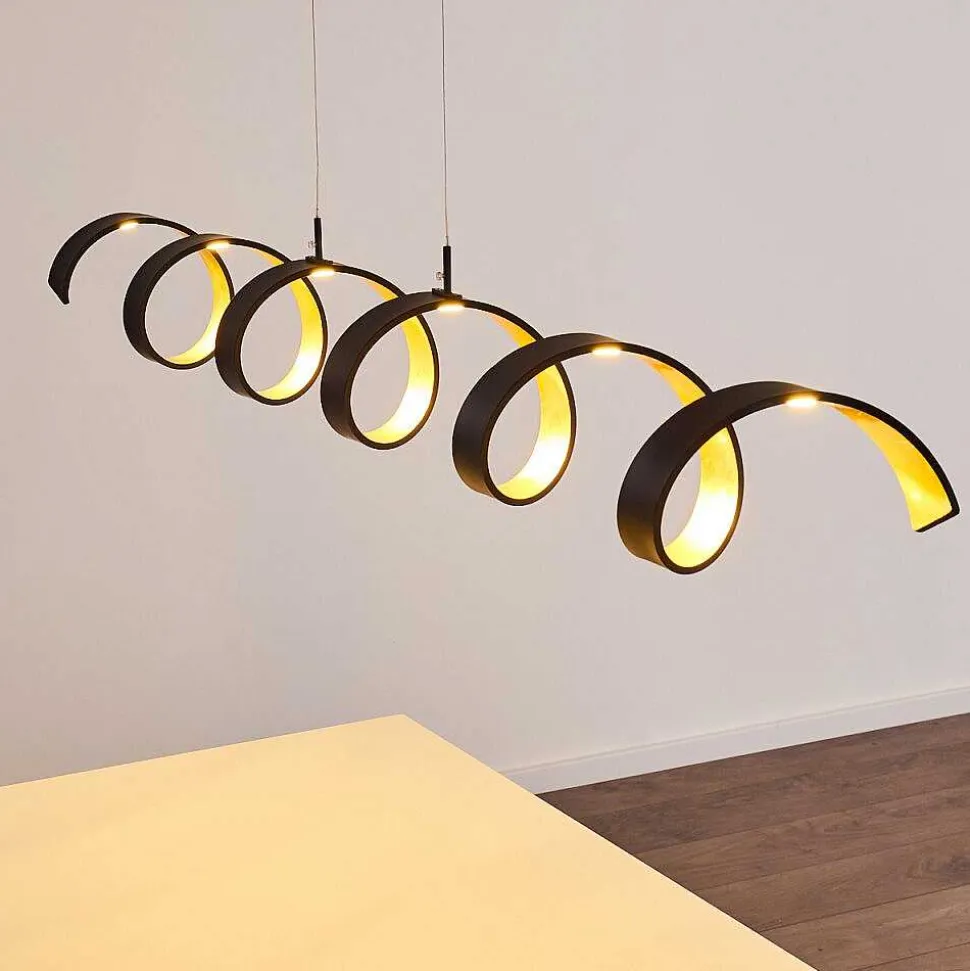 Suspension Rezat Led Noir Dore, 6 Lumieres