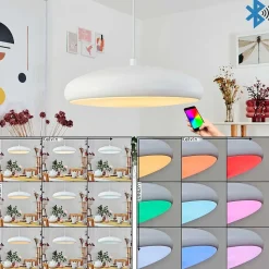 Suspension Rhone Led Blanc, 1 Lumiere, Changeur De Couleurs