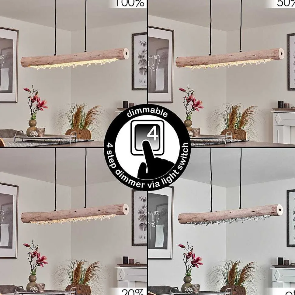 Suspension Rodeche Led Noir, 2 Lumieres