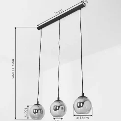 Suspension Sernf Noir, 3 Lumieres