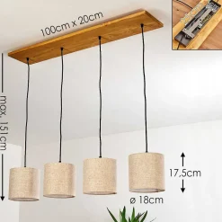 Suspension Shiburg Bois Clair, 4 Lumieres