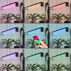 Suspension Siders Led Noir, 1 Lumiere, Changeur De Couleurs