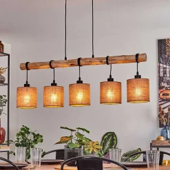 Suspension Soungou Ecru, Noir, 5 Lumieres