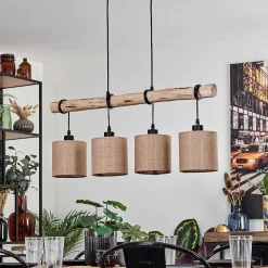 Suspension Soungou Ecru, Noir, 4 Lumieres