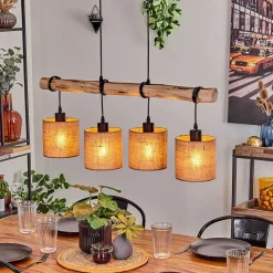 Suspension Soungou Ecru, Noir, 4 Lumieres