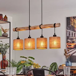 Suspension Soungou Ecru, Noir, 4 Lumieres