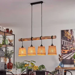 Suspension Soungou Ecru, Noir, 4 Lumieres