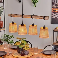 Suspension Soungou Ecru, Noir, 4 Lumieres