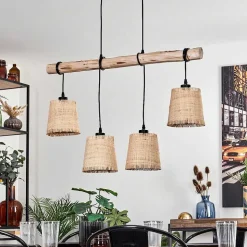 Suspension Soungou Ecru, Noir, 4 Lumieres