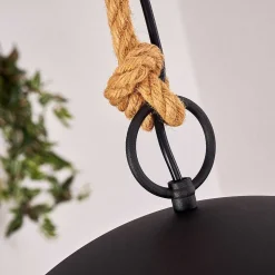 Suspension Teneru Bois Fonce, Noir, 2 Lumieres