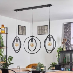 Suspension Tercel Brun Fonce, Nickel Mat, Noir, 3 Lumieres