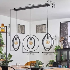 Suspension Tercel Brun Fonce, Nickel Mat, Noir, 3 Lumieres