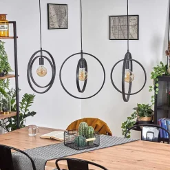 Suspension Tercel Brun Fonce, Nickel Mat, Noir, 3 Lumieres