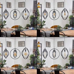 Suspension Tercel Brun Fonce, Nickel Mat, Noir, 3 Lumieres