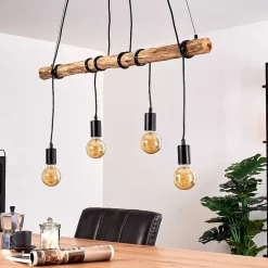 Suspension Tirana Brun, Noir, 4 Lumieres