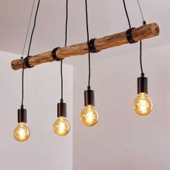 Suspension Tirana Brun, Noir, 4 Lumieres