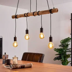 Suspension Tirana Brun, Noir, 4 Lumieres