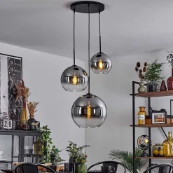 Suspension Verre 20 Cm, 25 Cm, 30Cm Koyoto Clair, Fume, 3 Lumieres