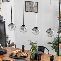 Suspension Verre 15 Cm Koyoto Clair, Fume, 4 Lumieres