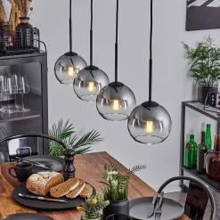 Suspension Verre 15 Cm Koyoto Clair, Fume, 4 Lumieres