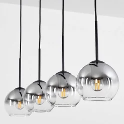 Suspension Verre 15 Cm Koyoto Clair, Fume, 4 Lumieres