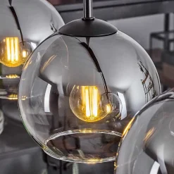 Suspension Verre 15 Cm Koyoto Clair, Fume, 4 Lumieres