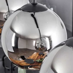 Suspension Verre 15 Cm Koyoto Chrome, Fume, 5 Lumieres