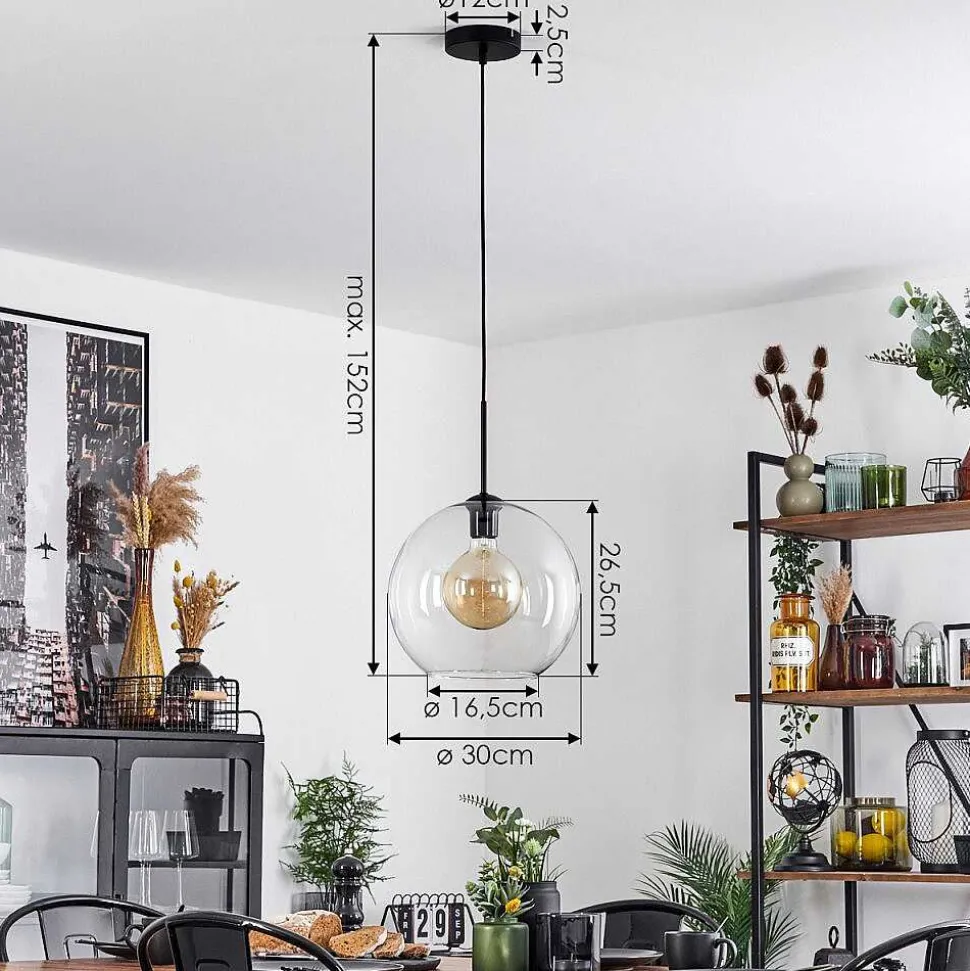 Suspension Verre 30 Cm Koyoto Clair, 1 Lumiere