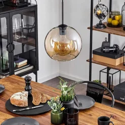 Suspension Verre 25 Cm Koyoto Ambre, 1 Lumiere