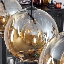 Suspension Verre 30 Cm Koyoto Ambre, 3 Lumieres