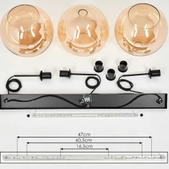 Suspension Verre 30 Cm Koyoto Ambre, 3 Lumieres