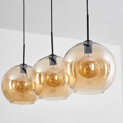Suspension Verre 30 Cm Koyoto Ambre, 3 Lumieres