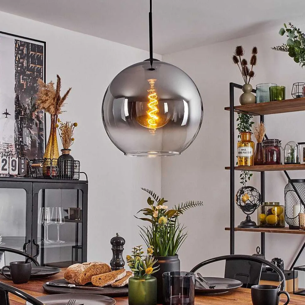 Suspension Verre 30 Cm Koyoto Clair, Fume, 1 Lumiere