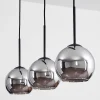 Suspension Verre 15 Cm Koyoto Chrome, Fume, 3 Lumieres