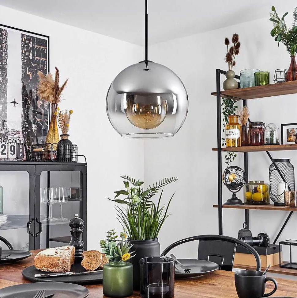 Suspension Verre 25 Cm Koyoto Clair, Fume, 1 Lumiere