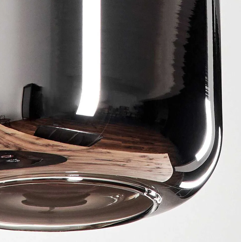 Suspension Verre 15 Cm Lauden Chrome, Fume, 1 Lumiere