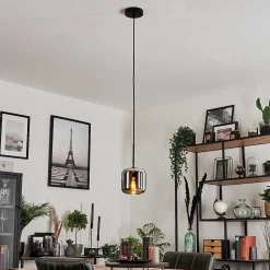 Suspension Verre 15 Cm Lauden Chrome, Fume, 1 Lumiere