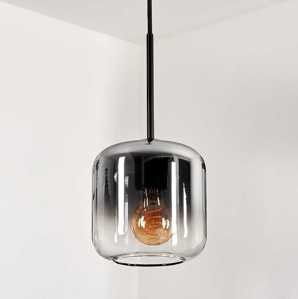 Suspension Verre 15 Cm Lauden Clair, Fume, 1 Lumiere