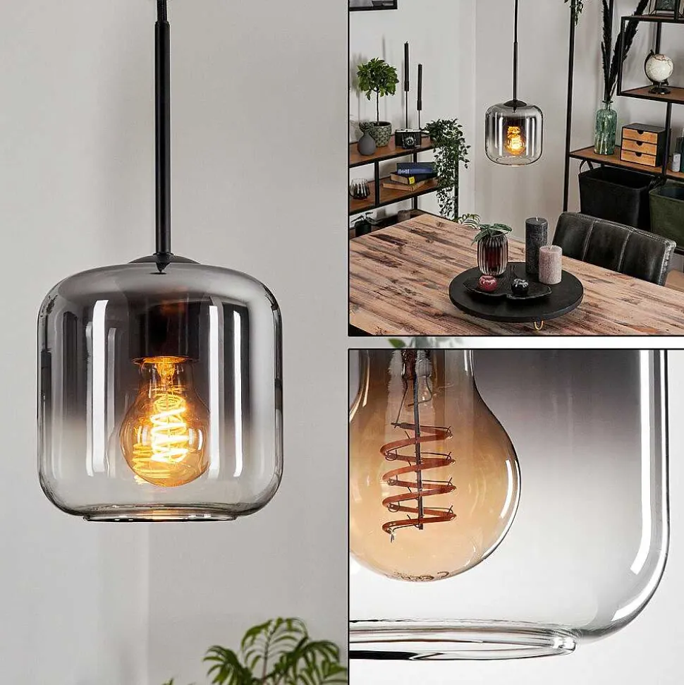 Suspension Verre 15 Cm Lauden Clair, Fume, 1 Lumiere