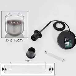 Suspension Verre 15 Cm Lauden Clair, Fume, 1 Lumiere