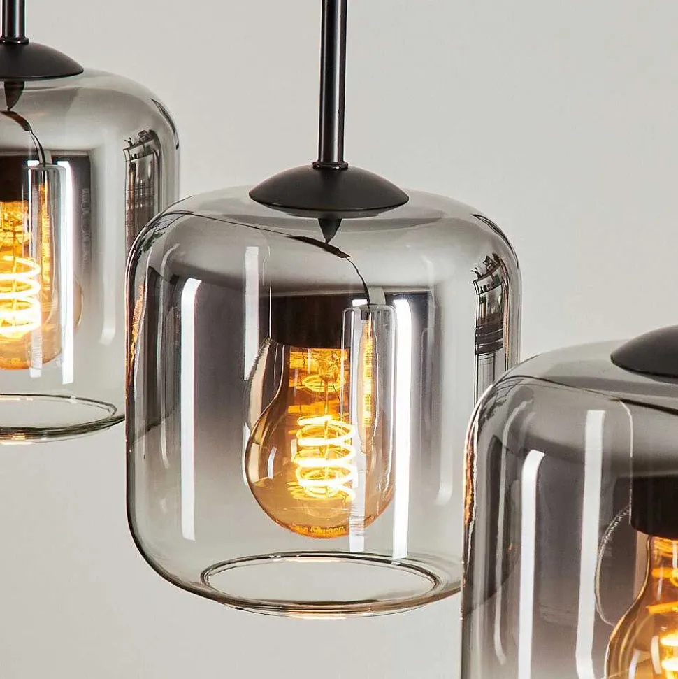 Suspension Verre 15 Cm Lauden Clair, Fume, 4 Lumieres