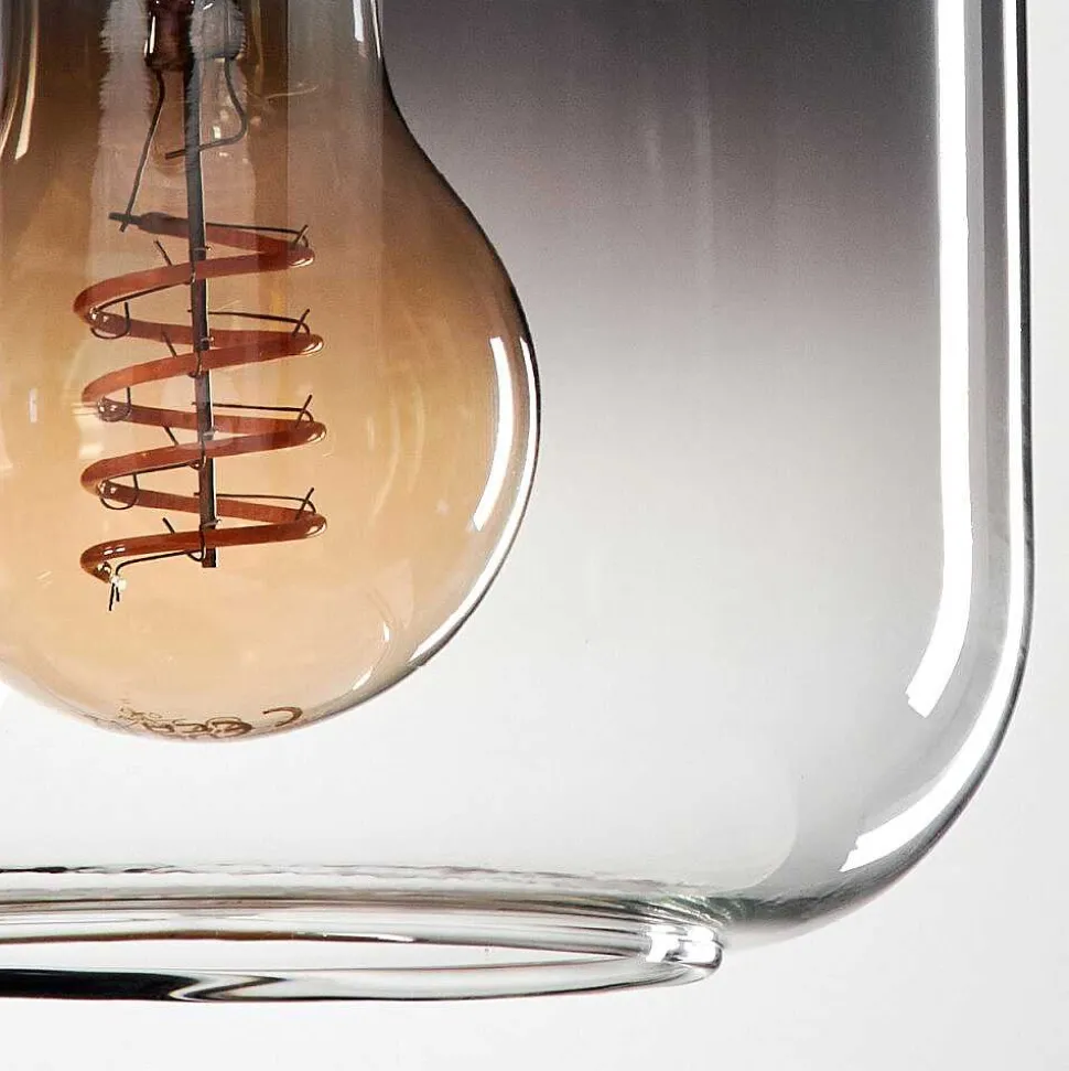 Suspension Verre 15 Cm Lauden Clair, Fume, 4 Lumieres