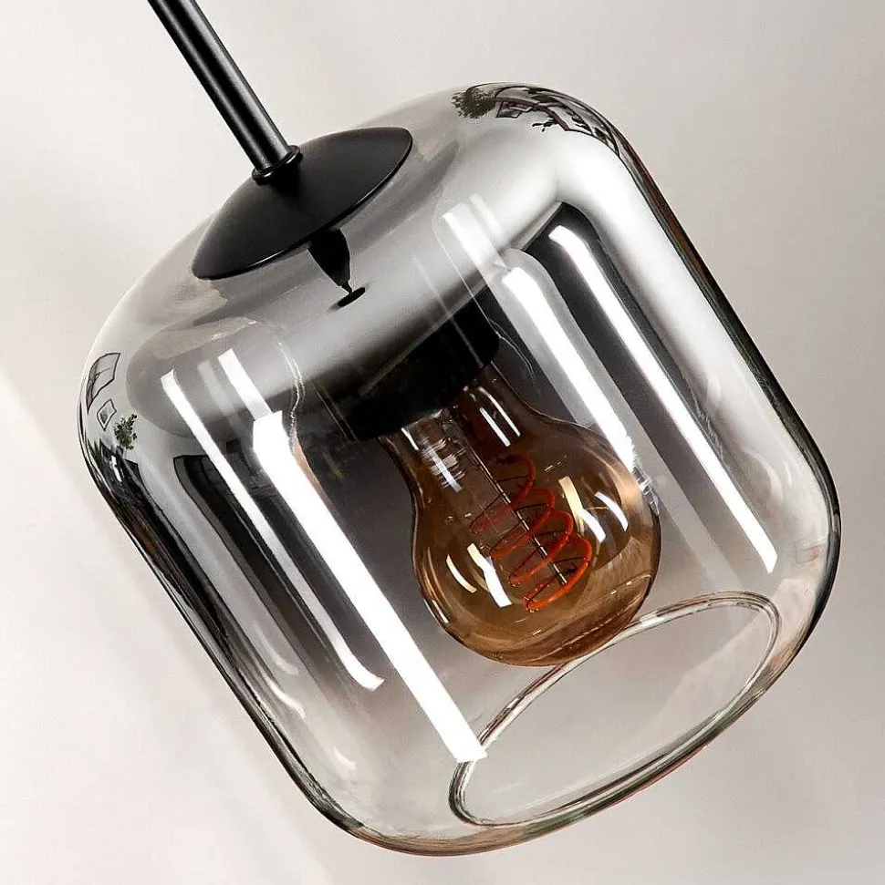 Suspension Verre 15 Cm Lauden Clair, Fume, 4 Lumieres