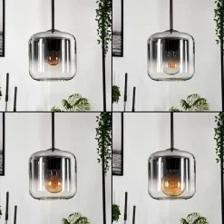 Suspension Verre 15 Cm Lauden Clair, Fume, 4 Lumieres