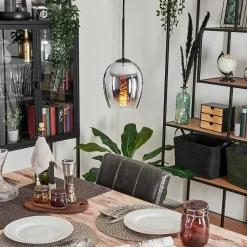 Suspension Verre 15Cm Vevino Chrome, Clair, Fume, 1 Lumiere