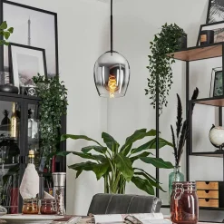 Suspension Verre 15Cm Vevino Chrome, Clair, Fume, 1 Lumiere