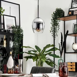 Suspension Verre 15Cm Vevino Chrome, Clair, Fume, 1 Lumiere