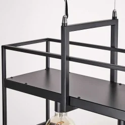 Suspension Victorine Chrome, Noir, 4 Lumieres