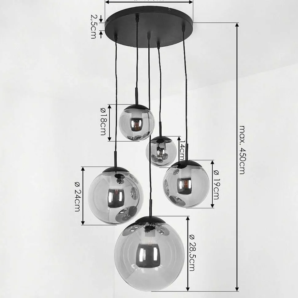 Suspension Voluntad Noir, 5 Lumieres