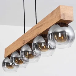 Suspension Vouhet Brun, Couleur Bois, Noir, 5 Lumieres